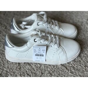 J. Crew Sneakers White Silver Accent Casual‎ Shoes Kids Size 4